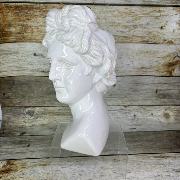 Hobby Lobby Facile Head Bust Glossy White Ceramic Open Top 10.5" T Table Decor - Picture 3 of 16